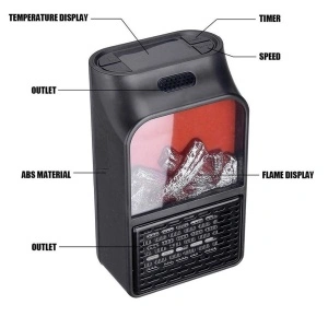 Mini aeroterma portabila 900 Watts, Flame Heater cu efect de Semineu - Img 6
