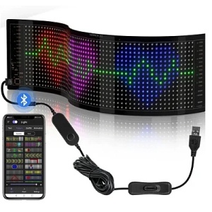 Panou LED auto afisaj cu led flexibil RGB programabil prin Bluetooth - Img 1