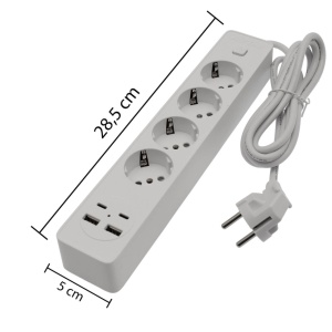 Prelungitor JORTAN cu 4 prize, 2 porturi USB si 2 Type C - Img 3