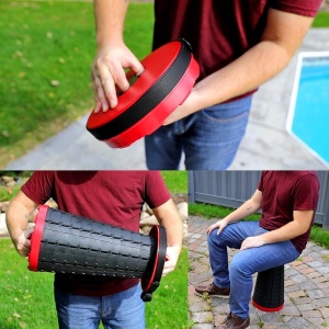 Scaun rotund portabil extensibil cu pliere telescopica, pentru camping - Img 2