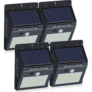 Set 4 lampi solare de perete cu senzor de miscare si lumina cu 30 leduri - Img 1