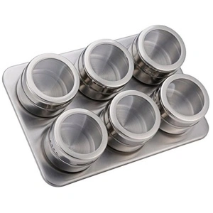 Set condimente din inox 6 piese cu suport magnetic, Grunberg GR329 - Img 3