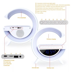 Statie incarcare Wireless 3 in 1 cu lampa RGB si Boxa Bluetooth - Img 3