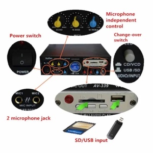 Amplificator audio cu Bluetooth BT-339A de tip statie 2x30W ideal pentru Karaoke - Img 3