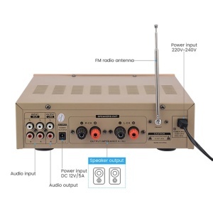 Amplificator audio stereo BT-1388C cu Bluetooth de putere 50W x 2 - Img 2