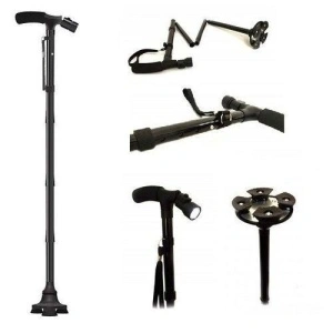 Baston telescopic de sprijin pliabil Trusty Cane cu lanterna si pivoti stabilizatori