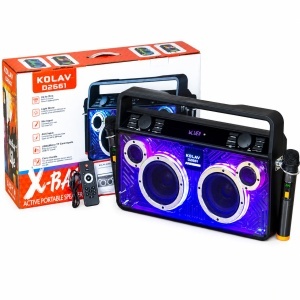Boxa portabila si 2 microfoane Karaoke KOLAV D2661 X-BASS putere 400W - Img 4