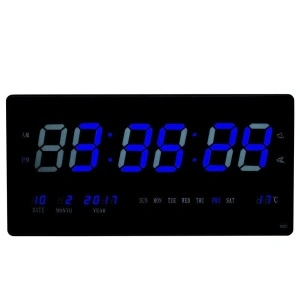 Ceas digital de perete cu temperatura si data, LED-uri culoare albastra JH4622