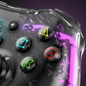 Controller de jocuri Wireless Lehuai LH-3 transparent cu lumina RGB - Img 5