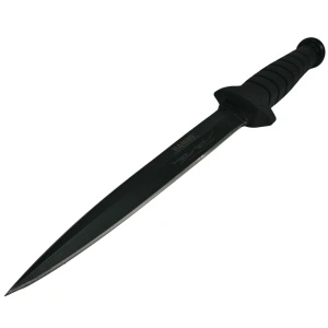 Cutit-Sting tip baioneta Rambo VI cu doua taisuri, maner cauciuc + teaca - Img 3