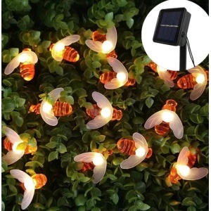 Instalatie solara albinute cu 50 LED-uri si lumina alb cald - Img 3