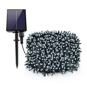 Instalatie solara decorativa 200 LED-uri lumina Alb Rece cu telecomanda - Img 4