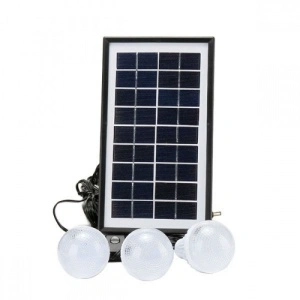 Kit sistem solar de iluminat portabil GDLITE GD-8017A cu 3 becuri, lanterna LED si USB - Img 3