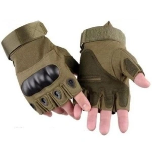 Manusi tactice cu protectie militara fara degete, OAKLEY Half Finger maro - Img 3