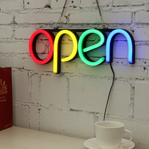 Reclama luminoasa LED neon cu mesaj Open - Img 4