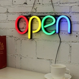 Reclama luminoasa LED neon cu mesaj Open - Img 4