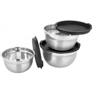 Set 3 caserole din inox cu capace din plastic,Grunberg GR2429