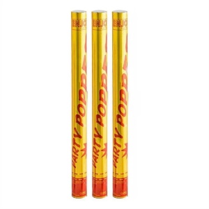 Set 3 lansatoare Confetti Party Popper cu folie aurie multicolor, 75 cm