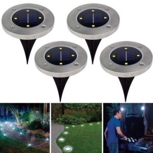 Set 4 lampi solare cu 4 LED-uri si senzor de lumina Disk Lights - Img 2