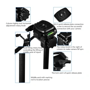 Trepied foto telescopic Weifeng WT-3560 universal 64-167 cm - Img 6