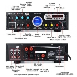 Amplificator profesional tip statie TeLi BT-339FM cu Bluetooth si 60 W RMS - Img 7