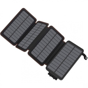 Baterie externa solara Power Bank 30000 mAh, cu 4 panouri solare de incarcare