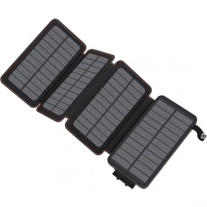 Baterie externa solara Power Bank 30000 mAh, cu 4 panouri solare de incarcare