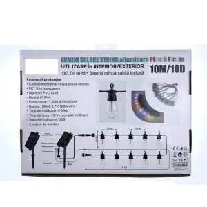 Ghirlanda luminoasa cu incarcare solara 10 metri, lumina RGB si efect de picurare - Img 6