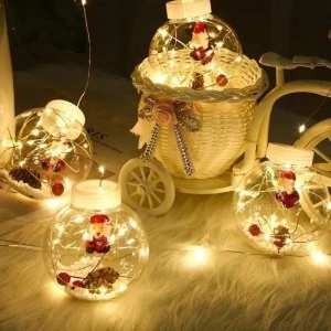 Instalatie pentru craciun tip globuri cu LED si figurine Mos Craciun, 10 globuri - Img 3