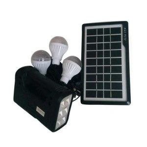 Kit sistem solar de iluminat portabil GDLITE GD-8017A cu 3 becuri, lanterna LED si USB - Img 4