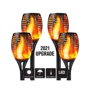 Lampa solara tip torta cu efect flacara, 12 LED-uri galben cald - Img 3