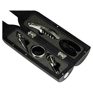Set cadou accesorii si desfacator pentru vin in cutie de lemn - Img 3