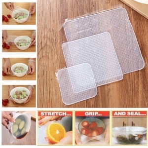 Set de 4 folii alimentare din silicon reutilizabile, Stretch and Fresh - Img 2
