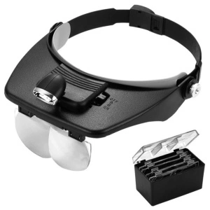 Viziera cozoroc cu 4 lentile lupe de schimb MG81001-A, si 2 lumini LED-uri - Img 2