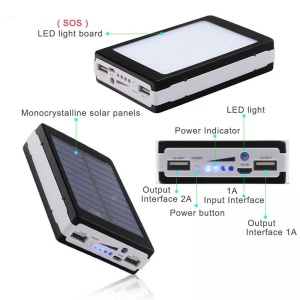 Baterie externa 20.000 mAh cu incarcare solara si lanterna de 12 LED - Img 4