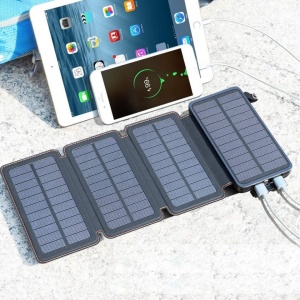 Baterie externa solara Power Bank 30000 mAh, cu 4 panouri solare de incarcare - Img 2