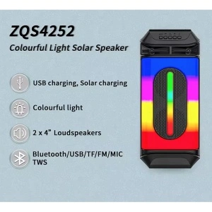Boxa portabila ZQS4252 cu leduri RGB, Bluetooth si incarcare solara - Img 4