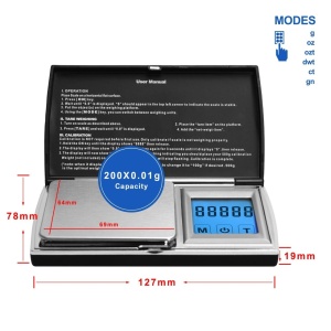 Cantar digital pentru bijuterii capacitate 200 g cu touchscreen si afisaj LCD - Img 3