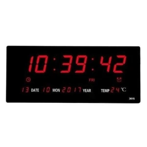 Ceas electronic de perete LED Rosu cu afisaj termometru si calendar - Img 2