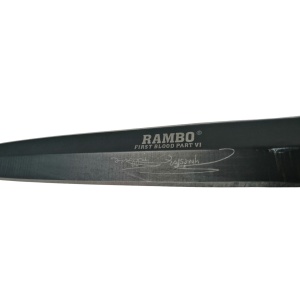 Cutit-Sting tip baioneta Rambo VI cu doua taisuri, maner cauciuc + teaca - Img 5