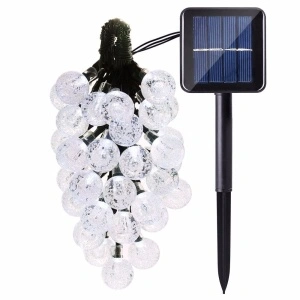 Instalatie luminoasa cu incarcare solara, bila cristal mare 50 LED-uri lumina alb rece