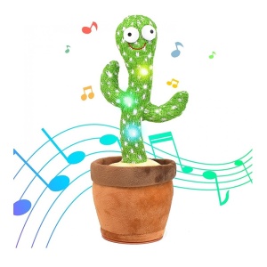 Jucarie de plus Cactus dansator cu acumulator si cablu USB - Img 2