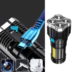 Lanterna de mana reincarcabila L-S03 QUAKE-COB, 1 Led lateral + 4 LED-uri Frontale - Img 3