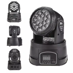 Mini Moving Head 18 LED RGB de 54 W, controler DMX cu display digital - Img 3