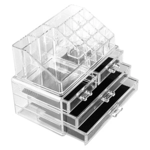 Organizator cosmetice din acril cu 4 sertare si 16 compartimente