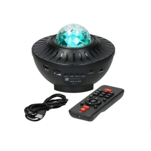 Proiector cu player muzical Bluetooth, cer instelat si lumina rotativa tip val de apa