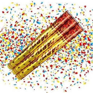 Set 3 lansatoare Confetti Party Popper cu folie aurie multicolor, 75 cm - Img 2