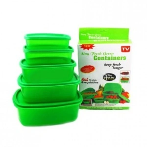 Set 5 caserole cu capace Stay Fresh Green - Img 1