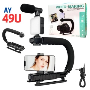 Suport profesional mobil pentru camera si telefon AY-49U cu microfon - Img 1