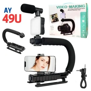 Suport profesional mobil pentru camera si telefon AY-49U cu microfon